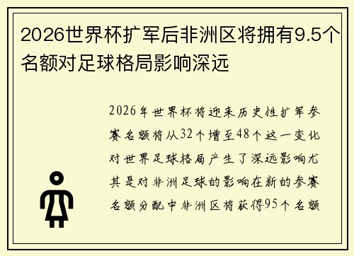 2026世界杯扩军后非洲区将拥有9.5个名额对足球格局影响深远